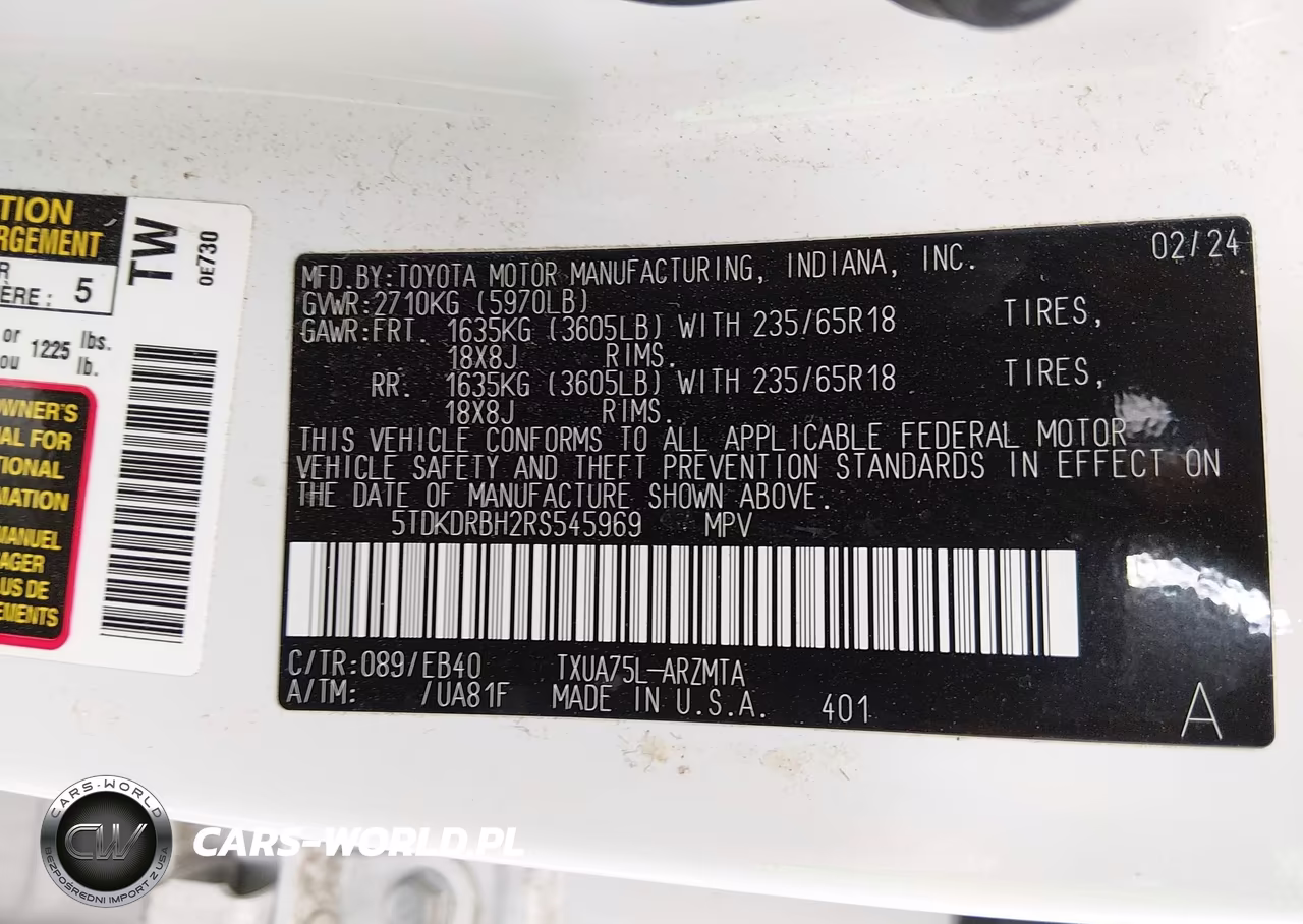 2024 Toyota Highlander Xle VIN:5TDKDRBH2RS545969 - 9