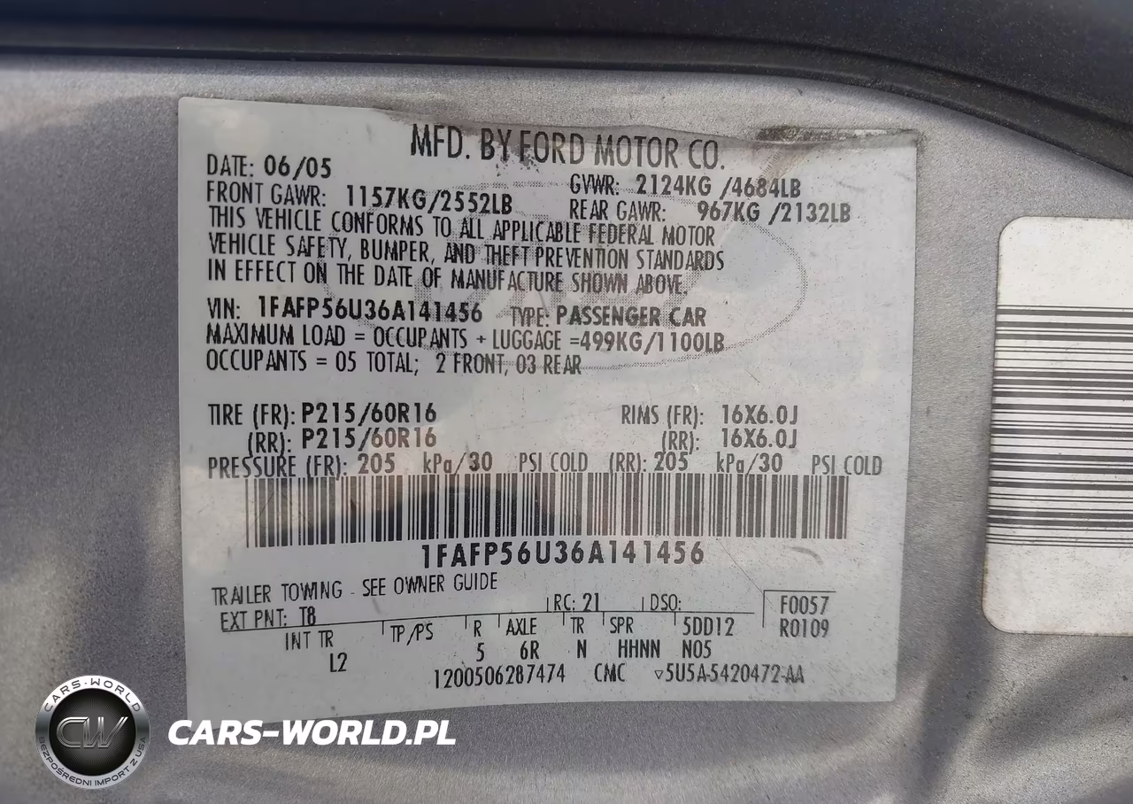 2006 Ford Taurus Sel VIN:1FAFP56U36A141456 - 9