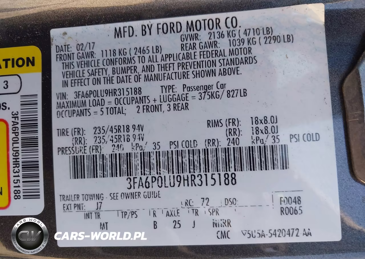 2017 Ford Fusion Hybrid Se VIN:3FA6P0LU9HR315188 - 9