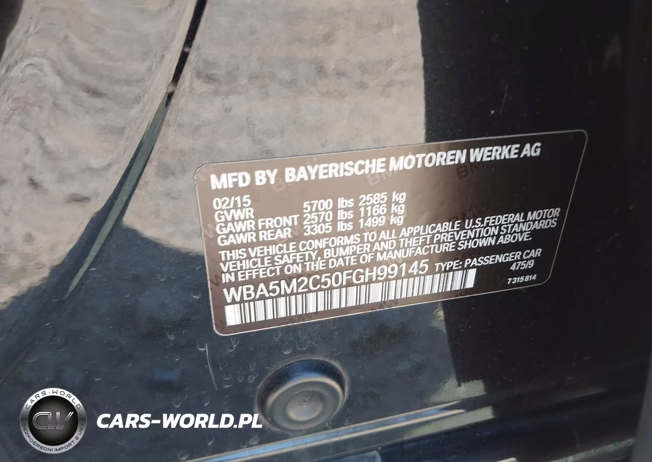 2015 BMW 535I Gran Turismo VIN:WBA5M2C50FGH99145 - 9