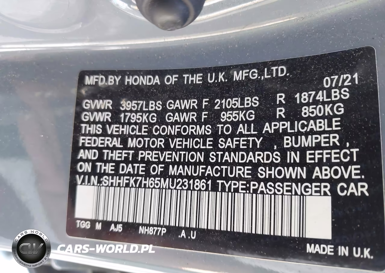 2021 Honda Civic Ex VIN:SHHFK7H65MU231861 - 9