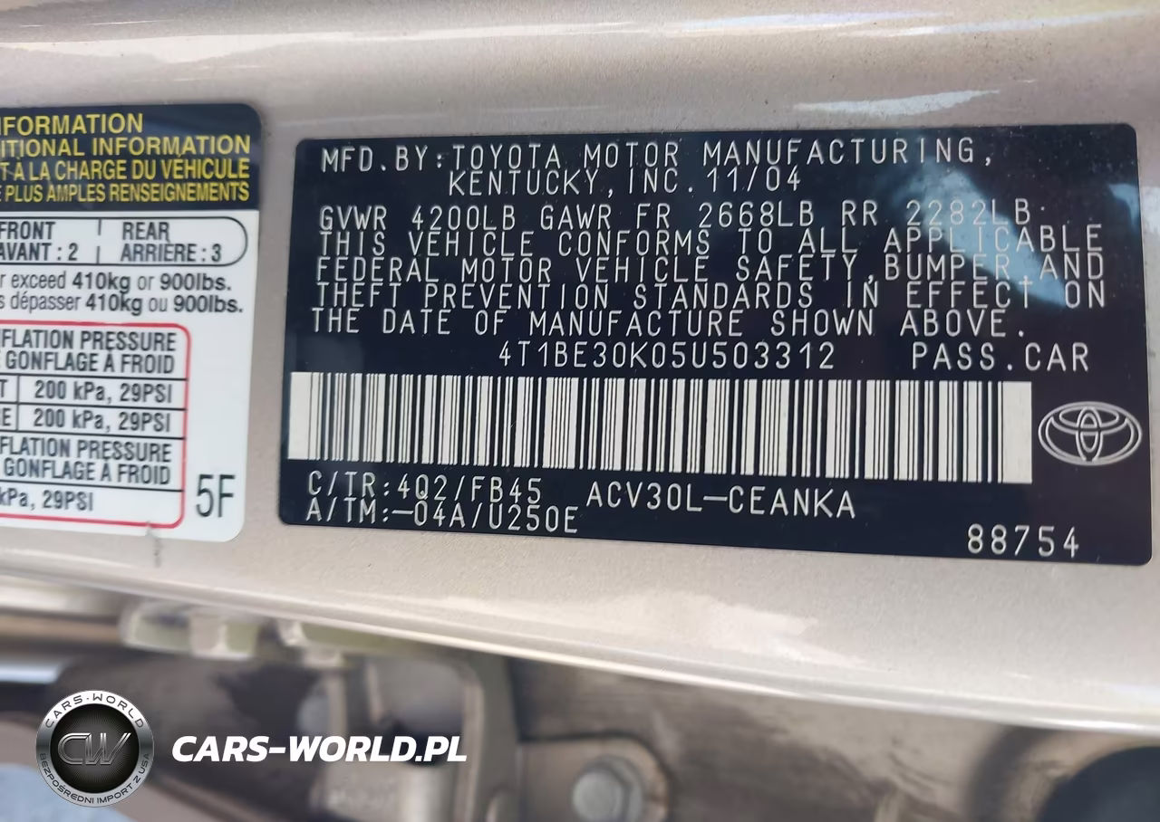 2005 Toyota Camry Le VIN:4T1BE30K05U503312 - 9