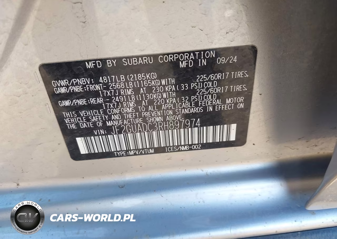 2024 Subaru Crosstrek Premium VIN:JF2GUADC3RH897974 - 9