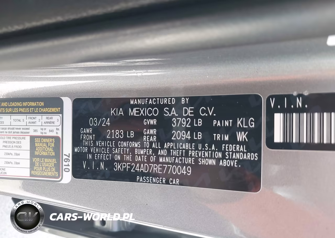 2024 Kia Forte Lxs VIN:3KPF24AD7RE770049 - 9