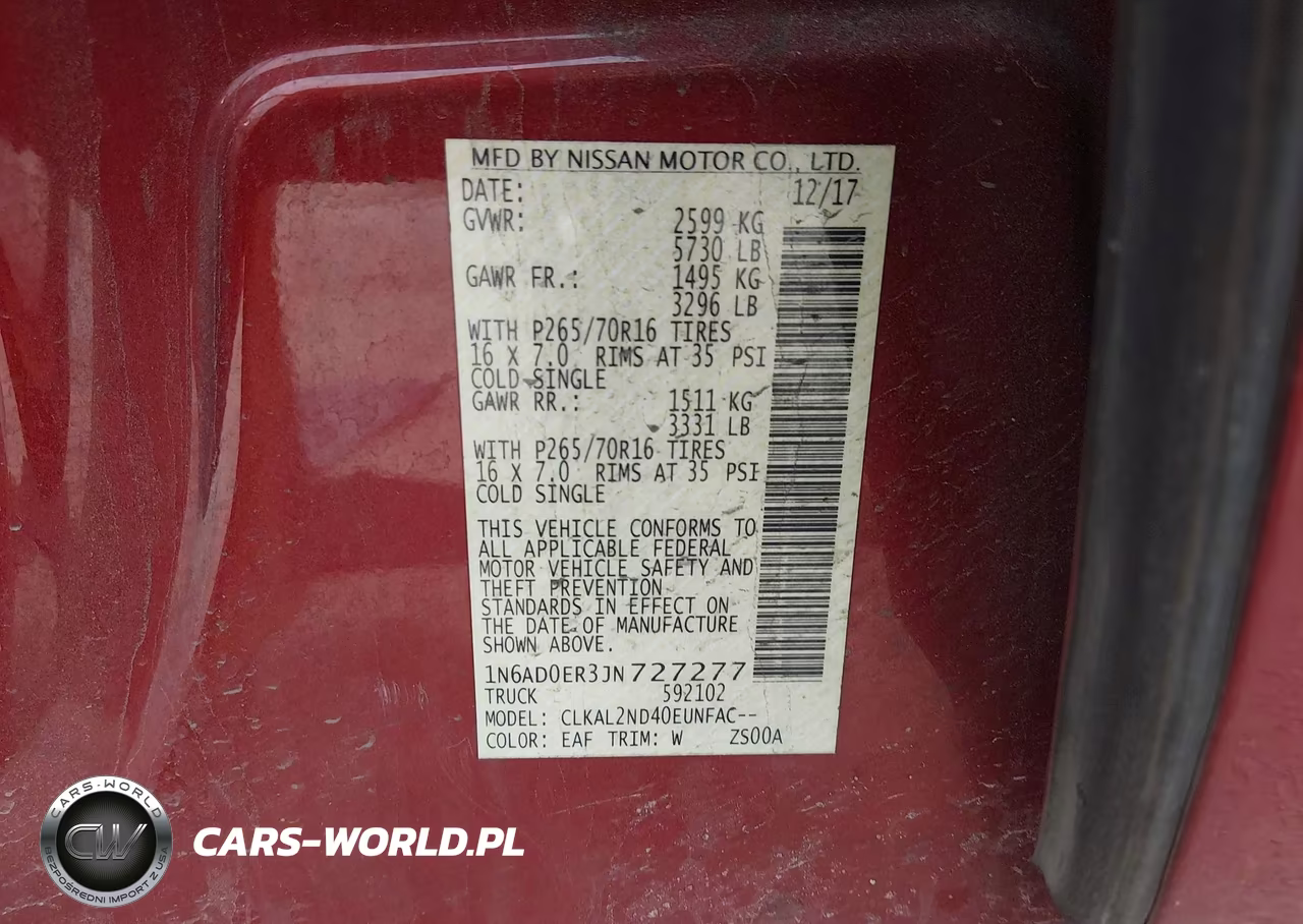 2018 Nissan Frontier Sv VIN:1N6AD0ER3JN727277 - 9