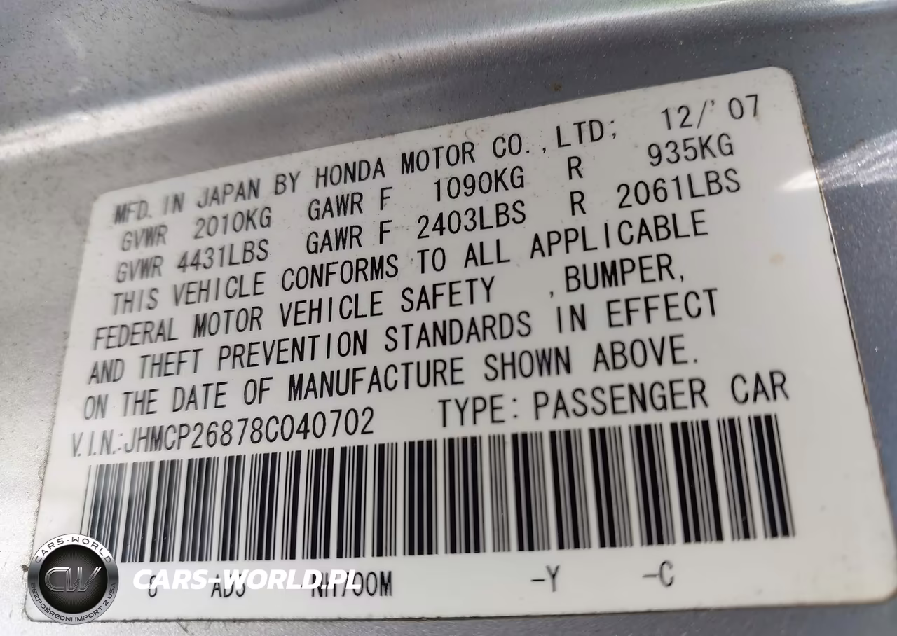 2008 Honda Accord 2.4 Ex-L VIN:JHMCP26878C040702 - 9