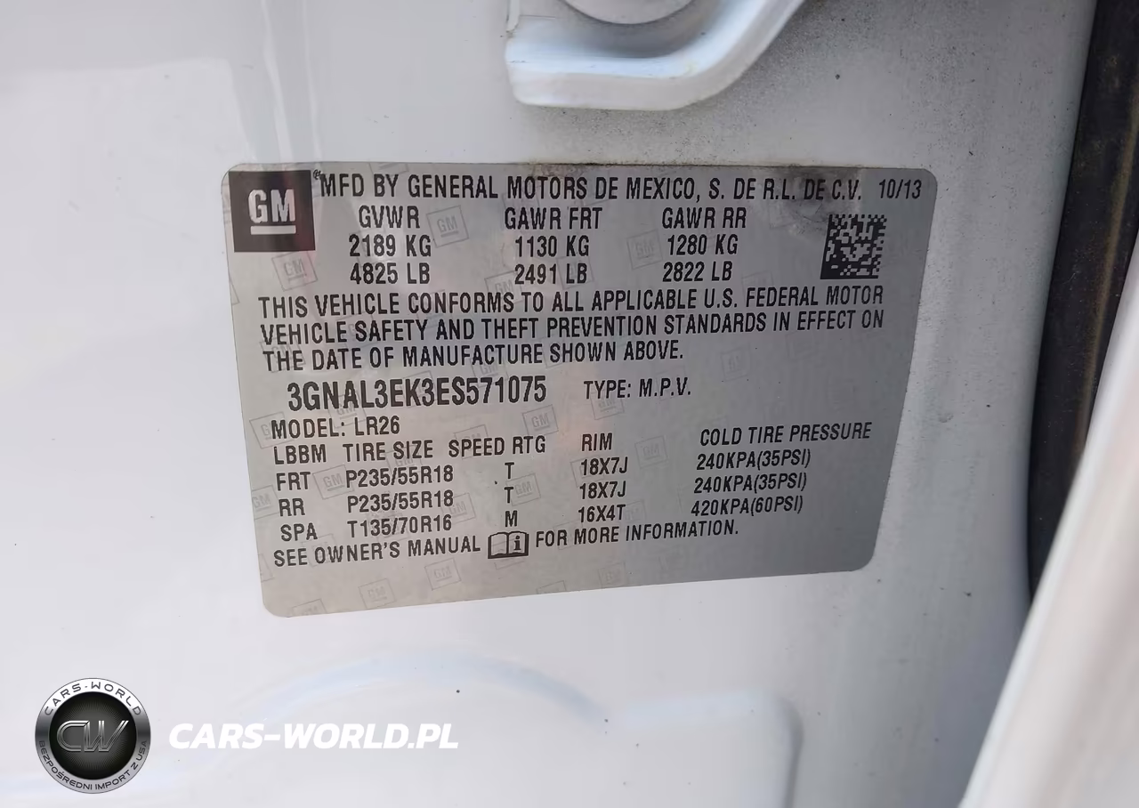 2014 Chevrolet Captiva Sport Lt VIN:3GNAL3EK3ES571075 - 9