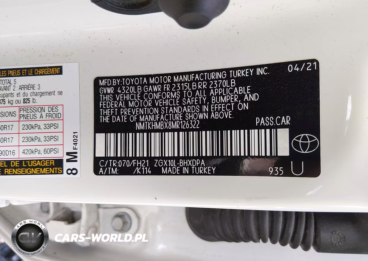 2021 Toyota C-Hr Le VIN:NMTKHMBX8MR126322 - 9