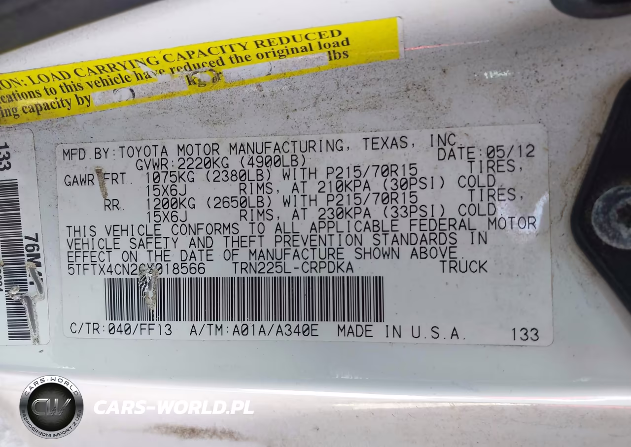 2012 Toyota Tacoma VIN:5TFTX4CN2CX018566 - 9