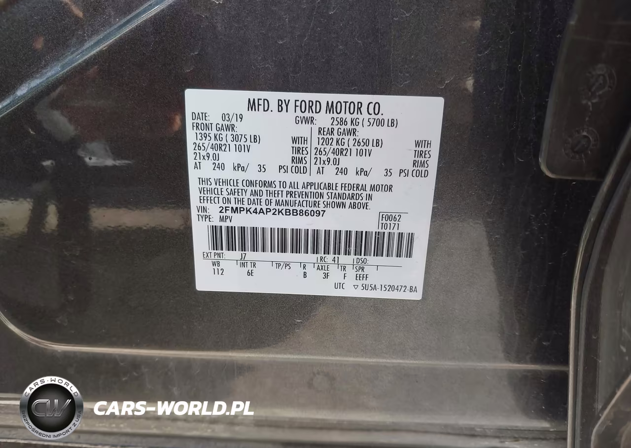 2019 Ford Edge St VIN:2FMPK4AP2KBB86097 - 9