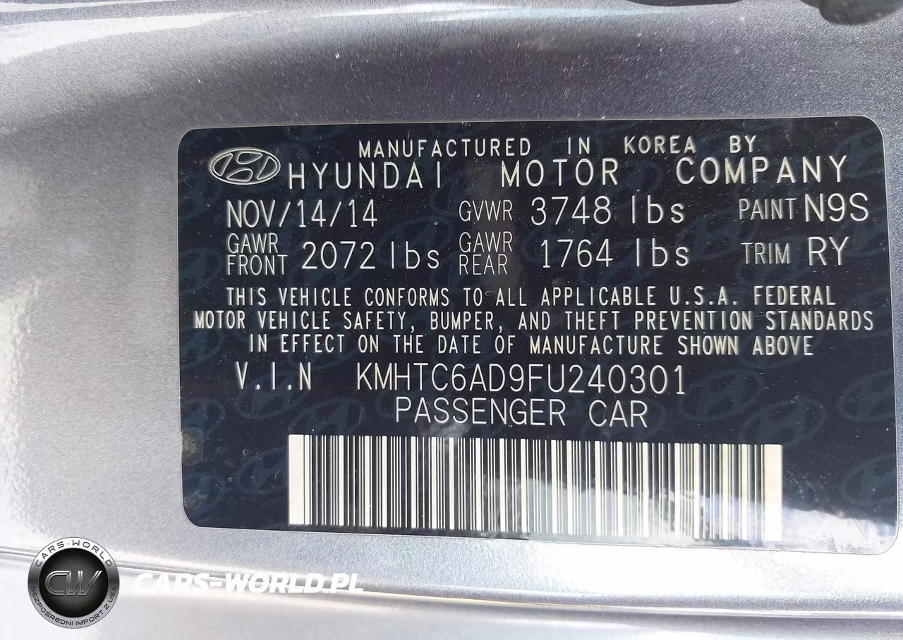 2015 Hyundai Veloster VIN:KMHTC6AD9FU240301 - 9