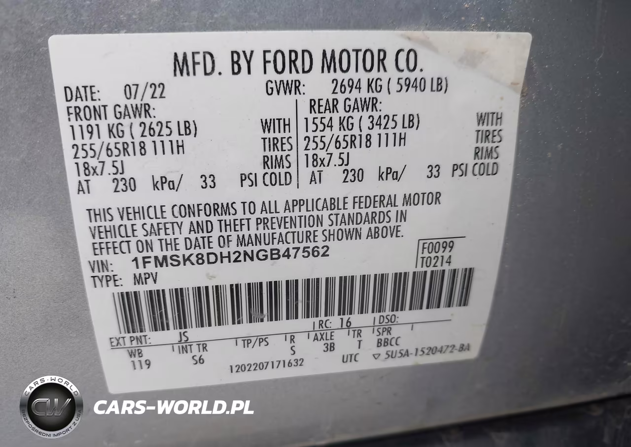 2022 Ford Explorer Xlt VIN:1FMSK8DH2NGB47562 - 9
