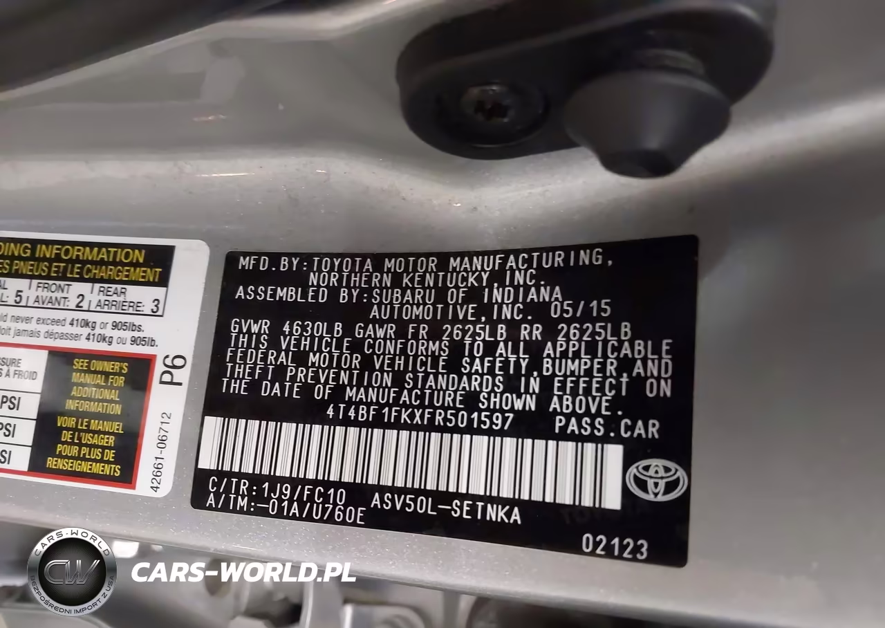 2015 Toyota Camry Le VIN:4T4BF1FKXFR501597 - 9