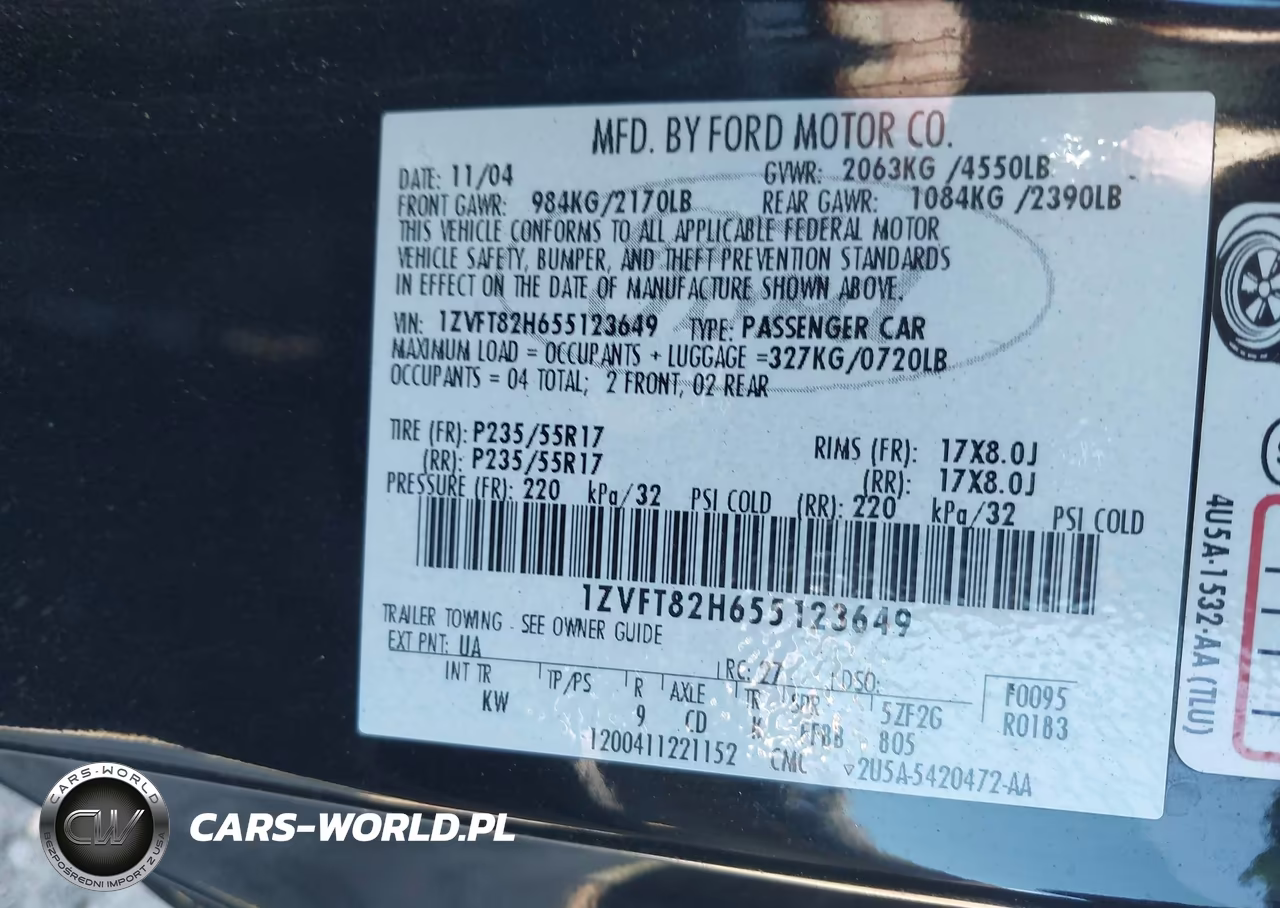 2005 Ford Mustang Gt Deluxe-Gt Premium VIN:1ZVFT82H655123649 - 9
