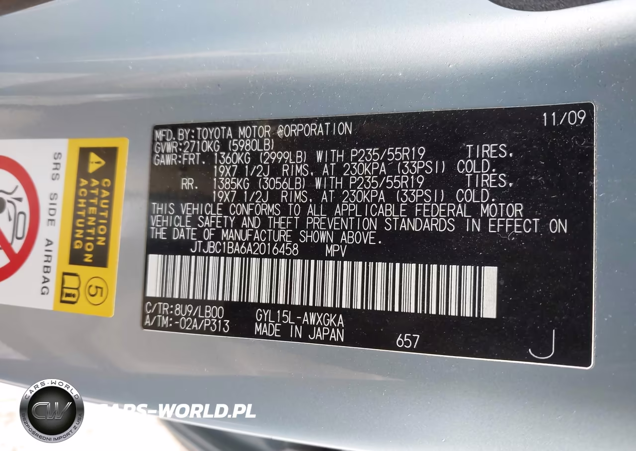 2010 Lexus Rx 450H VIN:JTJBC1BA6A2016458 - 9