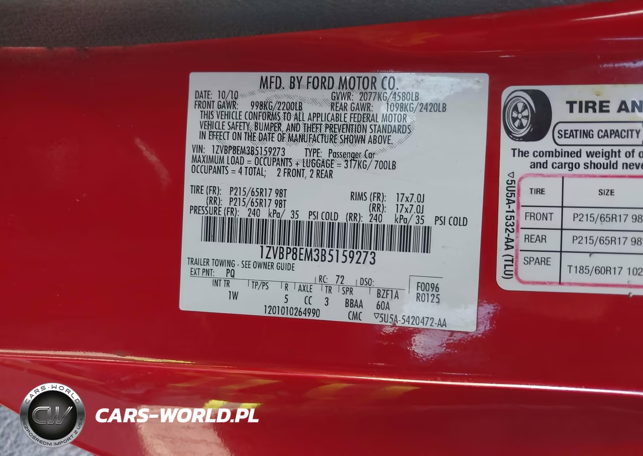 2011 Ford Mustang V6 VIN:1ZVBP8EM3B5159273 - 9