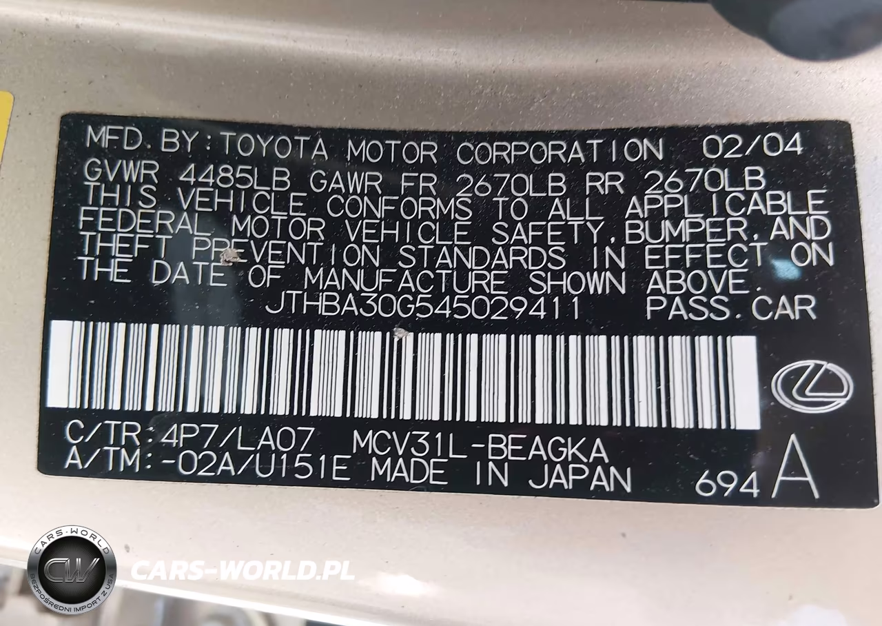 2004 Lexus Es 330 VIN:JTHBA30G545029411 - 9