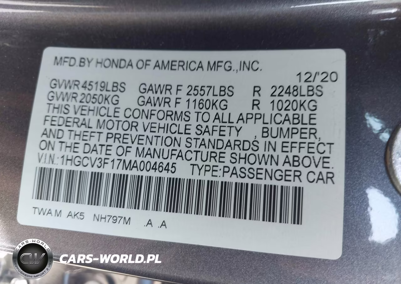 2021 Honda Accord Hybrid VIN:1HGCV3F17MA004645 - 9