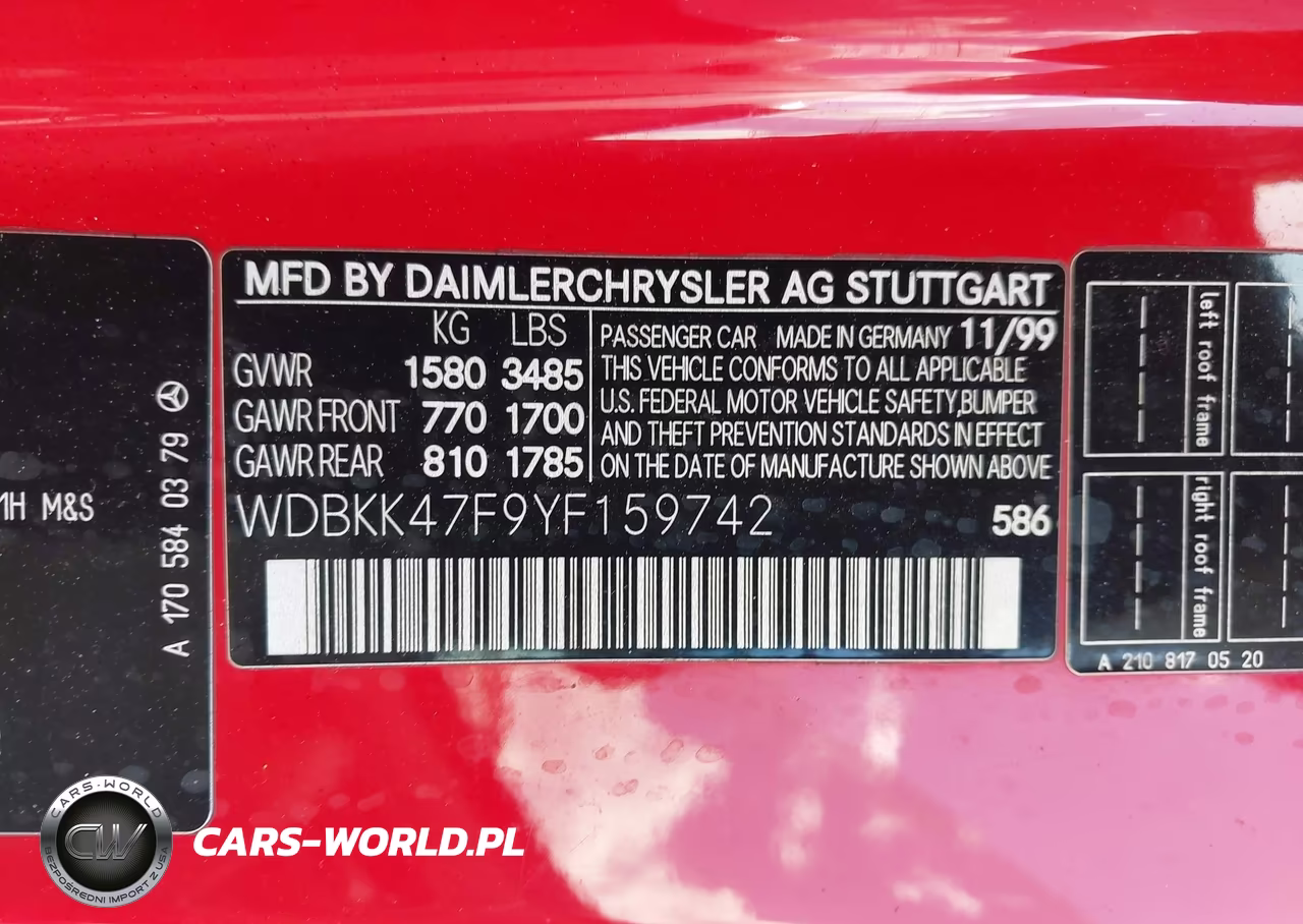 2000 Mercedes-Benz Slk 230 Kompressor VIN:WDBKK47F9YF159742 - 9