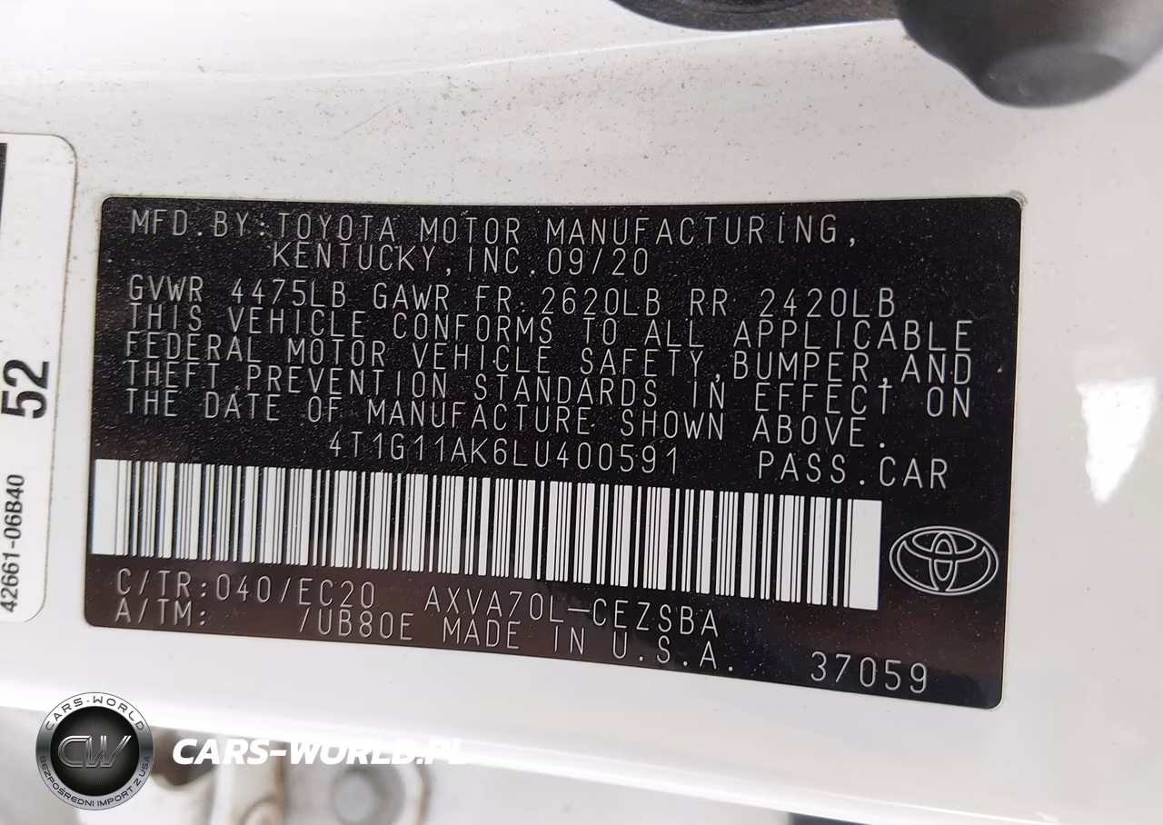 2020 Toyota Camry Se Nightshade Edition VIN:4T1G11AK6LU400591 - 9