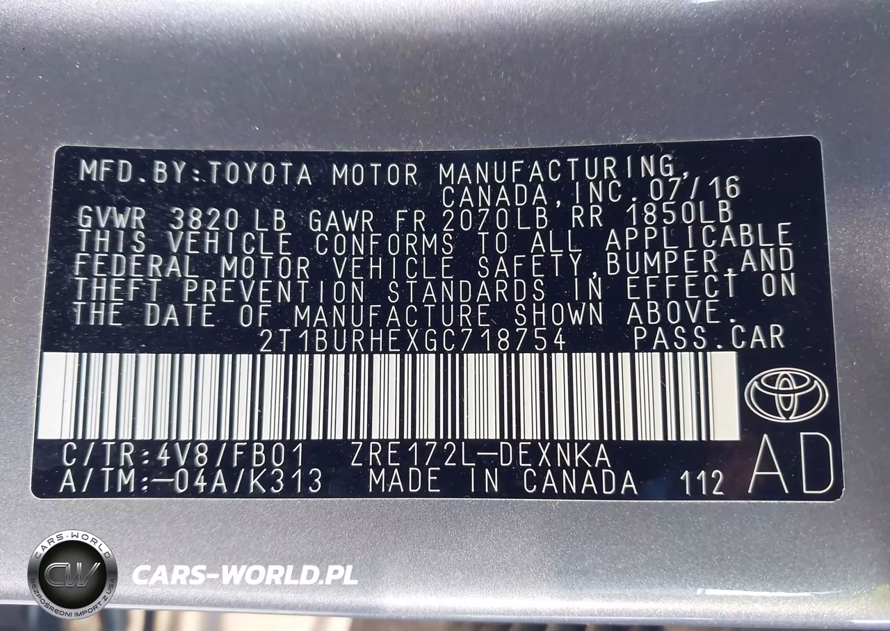 2016 Toyota Corolla Le VIN:2T1BURHEXGC718754 - 9