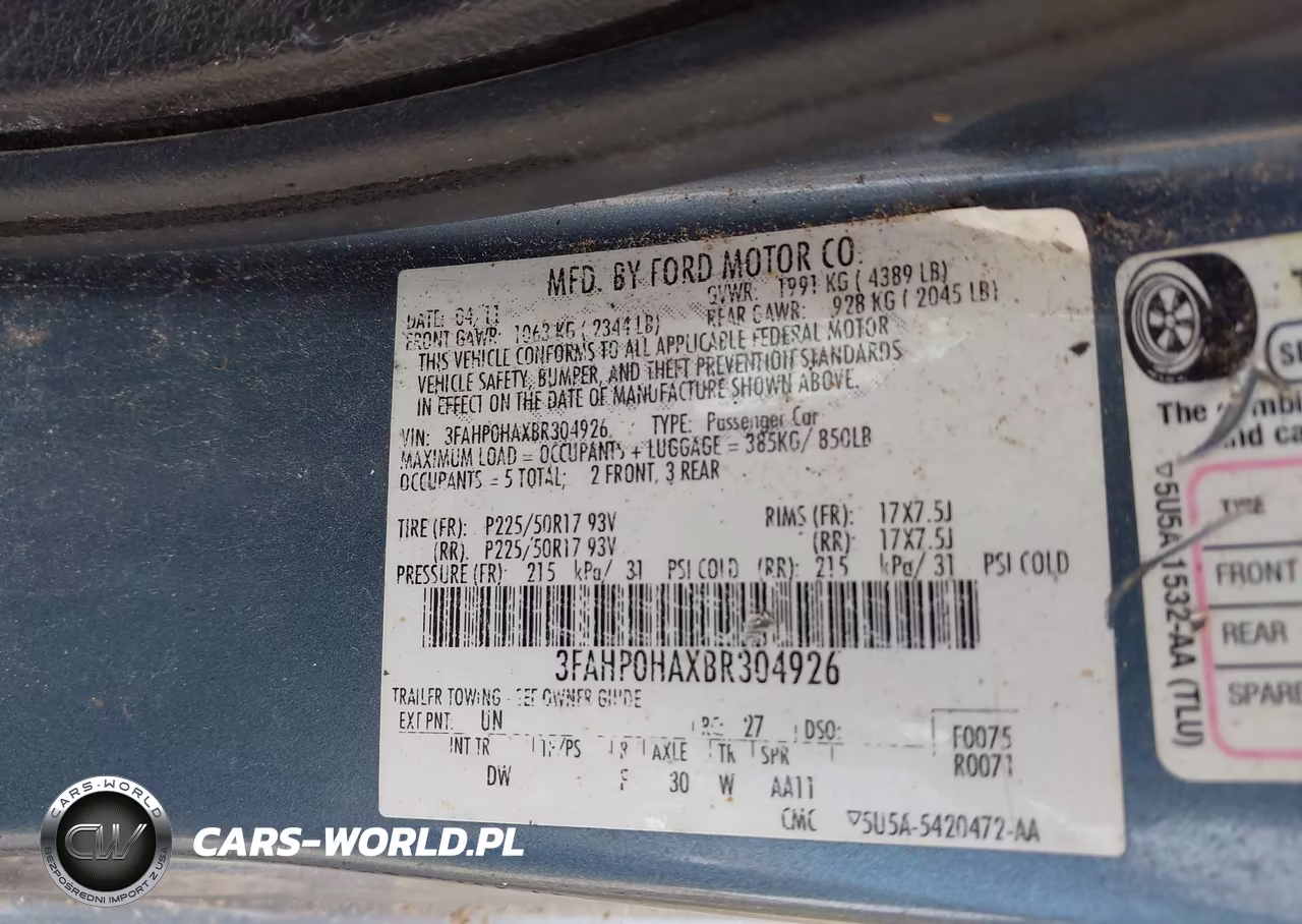 2011 Ford Fusion Se VIN:3FAHP0HAXBR304926 - 9