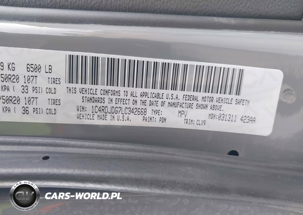 2020 Dodge Durango Gt Awd VIN:1C4RDJDG7LC342668 - 9