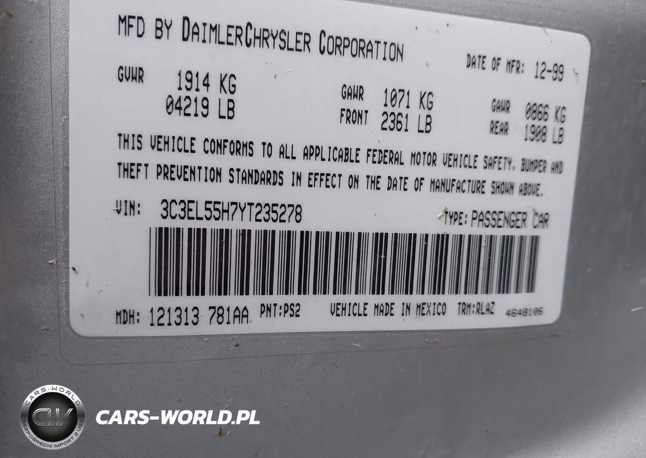 2000 Chrysler Sebring Jxi VIN:3C3EL55H7YT235278 - 9