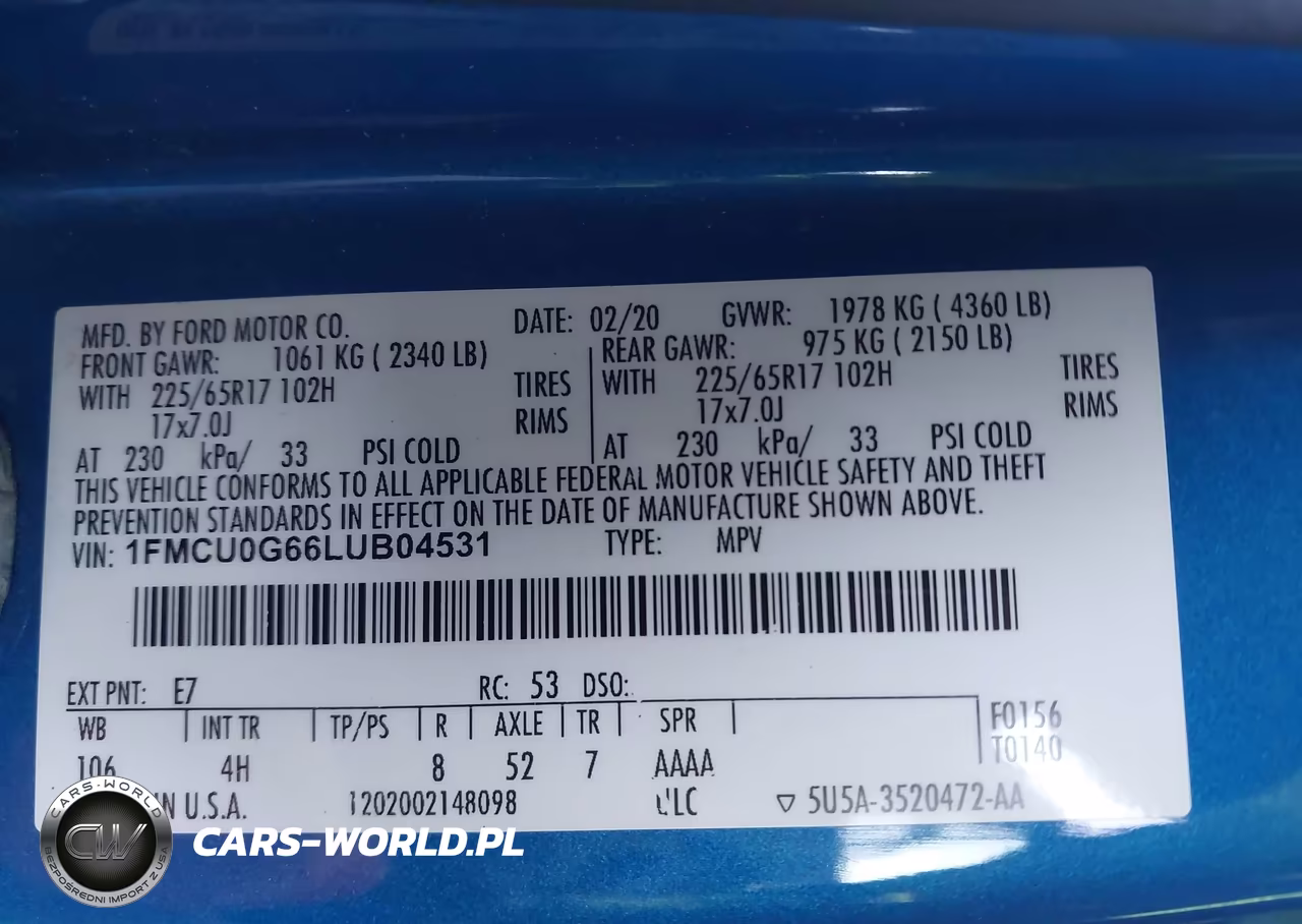 2020 Ford Escape Se VIN:1FMCU0G66LUB04531 - 9