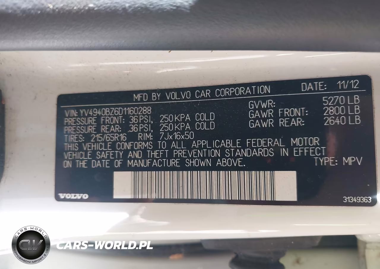 2013 Volvo Xc70 3.2 Platinum-3.2 Premier-3.2 Premier Plus-3.2L VIN:YV4940BZ6D1160288 - 9