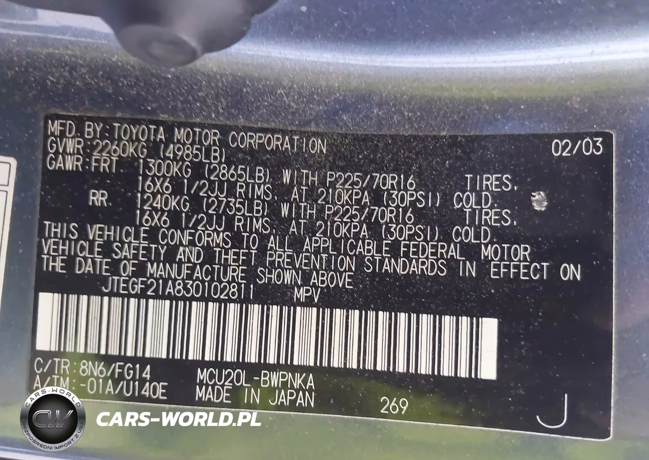 2003 Toyota Highlander V6 VIN:JTEGF21A830102811 - 9
