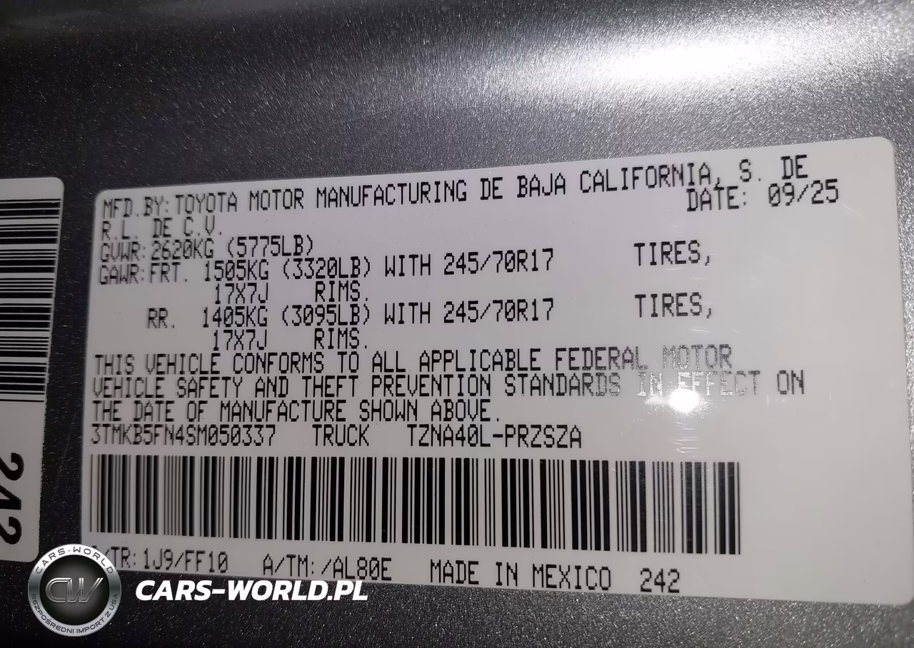 2025 Toyota Tacoma Sr5 VIN:3TMKB5FN4SM050337 - 9