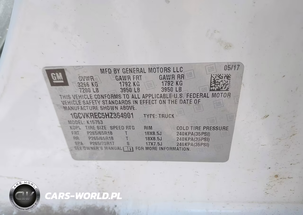 2017 Chevrolet Silverado 1500 2Lt VIN:1GCVKREC5HZ364901 - 9