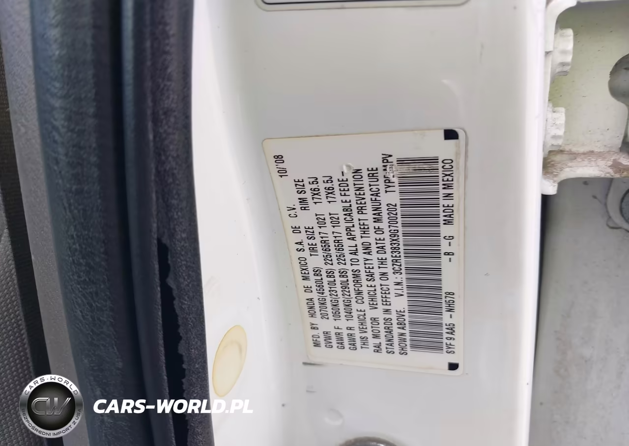 2009 Honda Cr-V Lx VIN:3CZRE383X9G700202 - 9