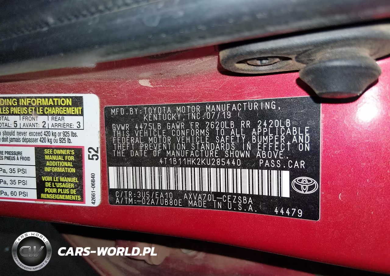 2019 Toyota Camry Se VIN:4T1B11HK2KU285440 - 9