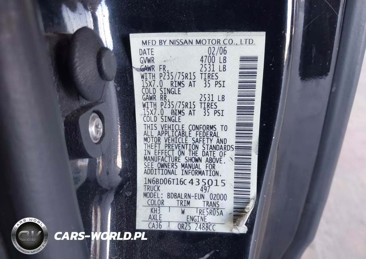2006 Nissan Frontier Xe VIN:1N6BD06T16C435015 - 9