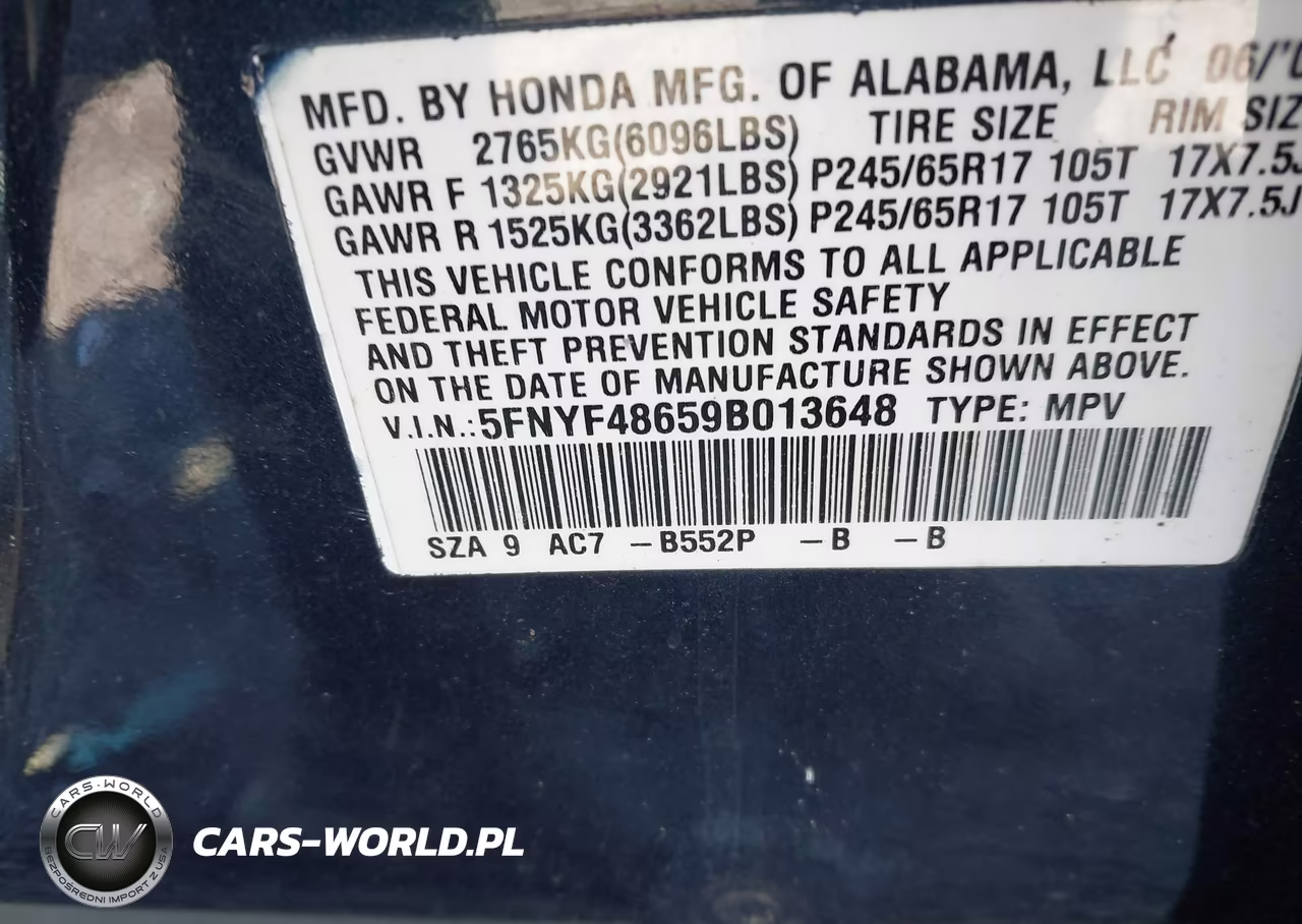 2009 Honda Pilot Ex-L VIN:5FNYF48659B013648 - 9