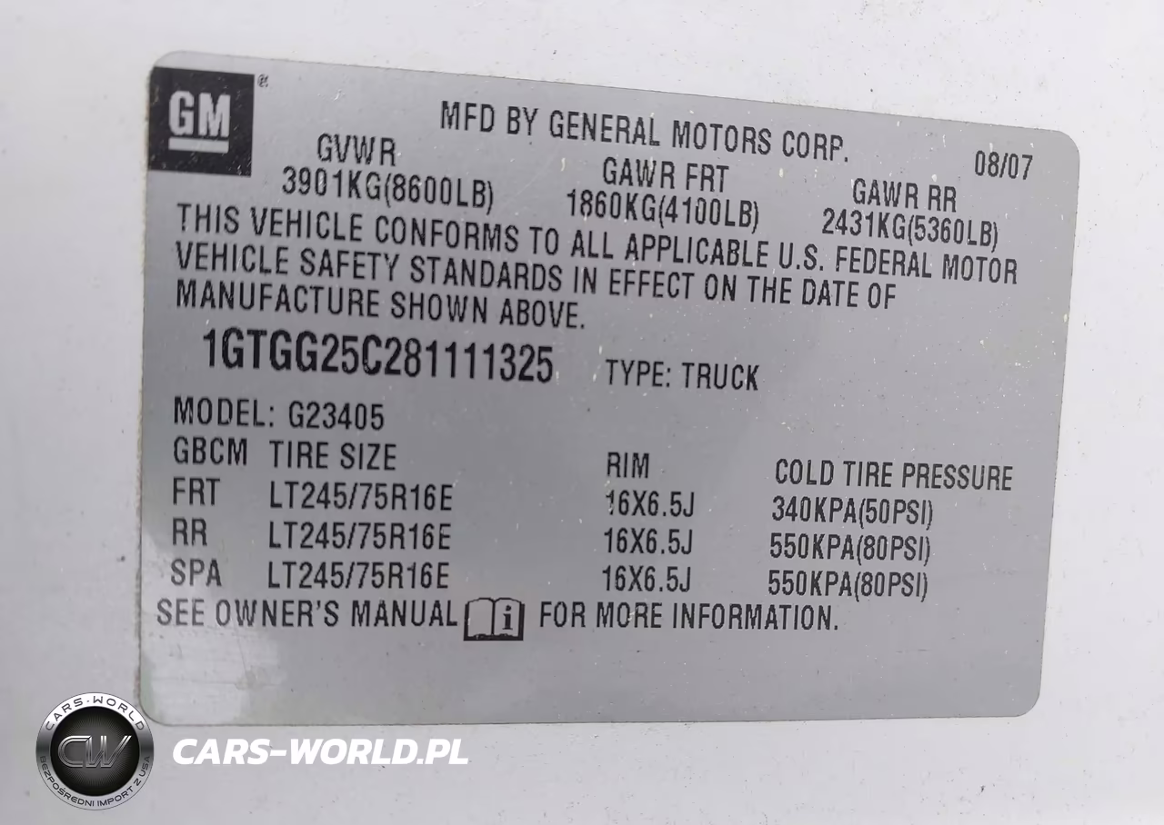 2008 GMC Savana Work Van VIN:1GTGG25C281111325 - 9