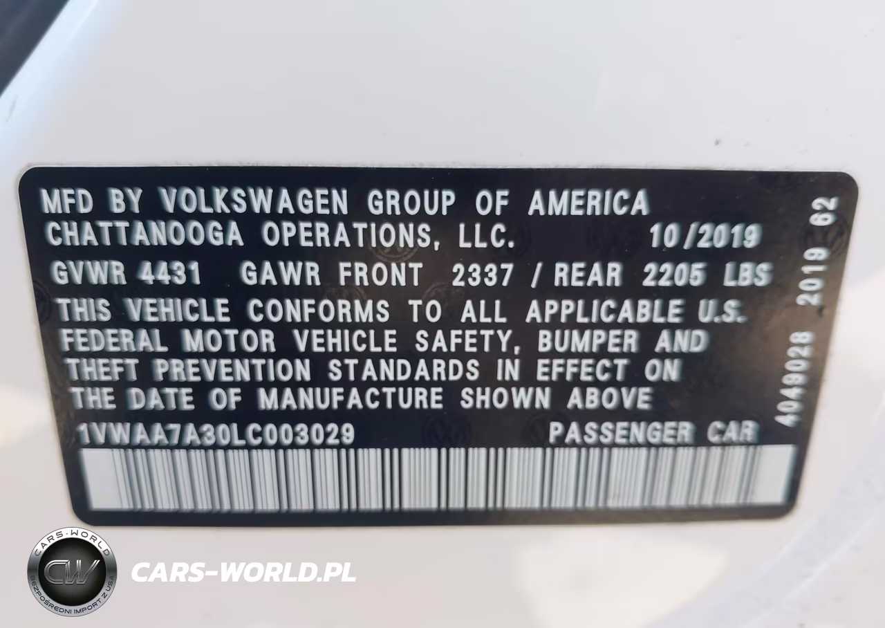 2020 Volkswagen Passat 2.0T S VIN:1VWAA7A30LC003029 - 9