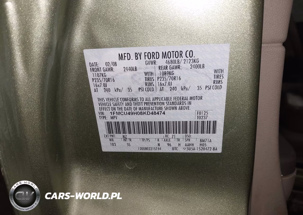 2008 Ford Escape Hybrid VIN:1FMCU49H08KD48474 - 9