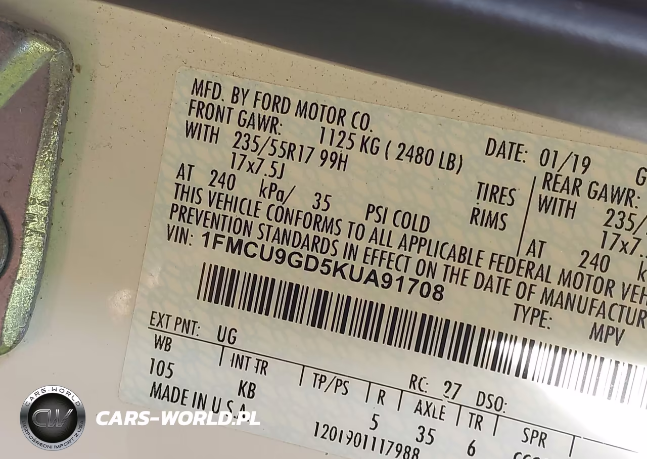 2019 Ford Escape Se VIN:1FMCU9GD5KUA91708 - 9