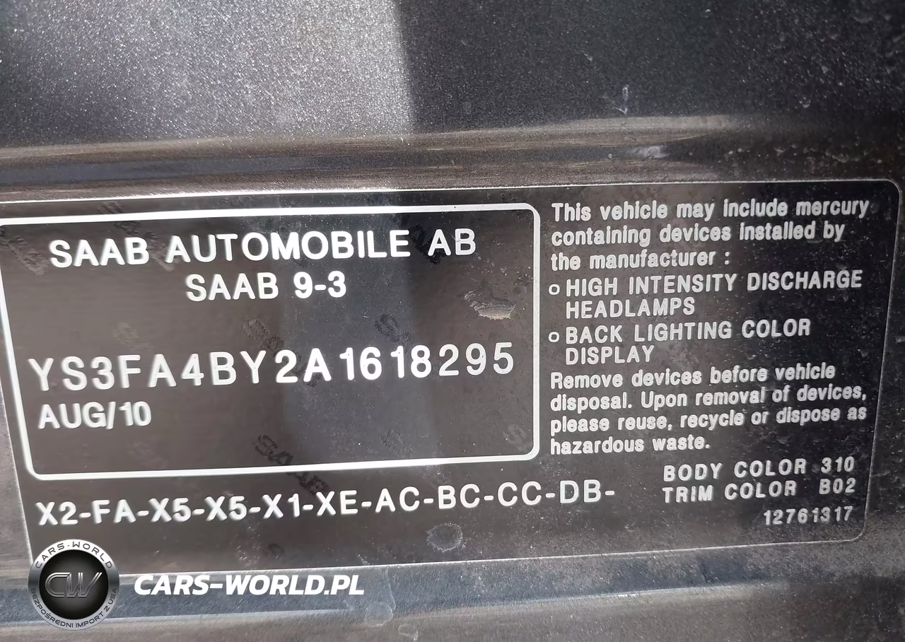 2010 Saab 9-3 VIN:YS3FA4BY2A1618295 - 9