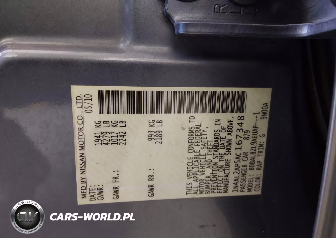 2010 Nissan Altima 2.5 S VIN:1N4AL2AP5AC167348 - 9