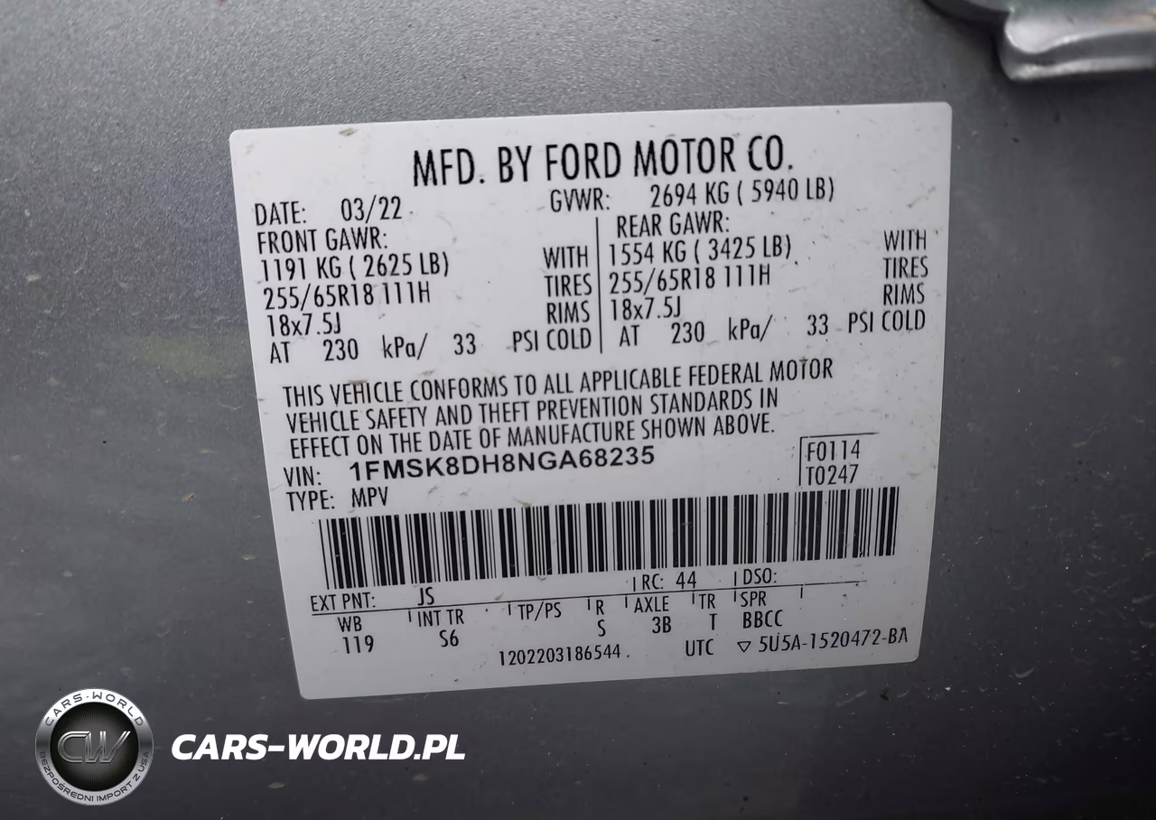 2022 Ford Explorer Xlt VIN:1FMSK8DH8NGA68235 - 9