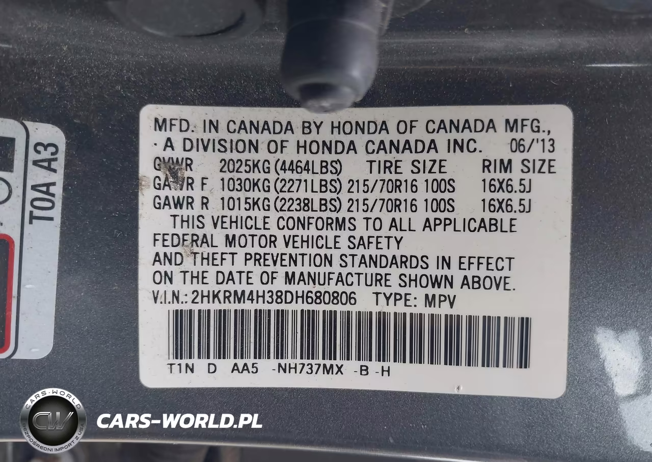 2013 Honda Cr-V Lx VIN:2HKRM4H38DH680806 - 9