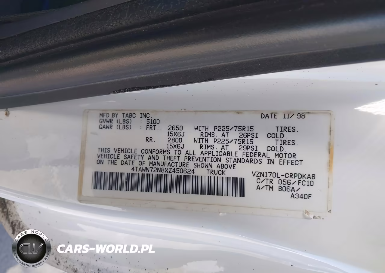1999 Toyota Tacoma VIN:4TAWN72N8XZ450624 - 9