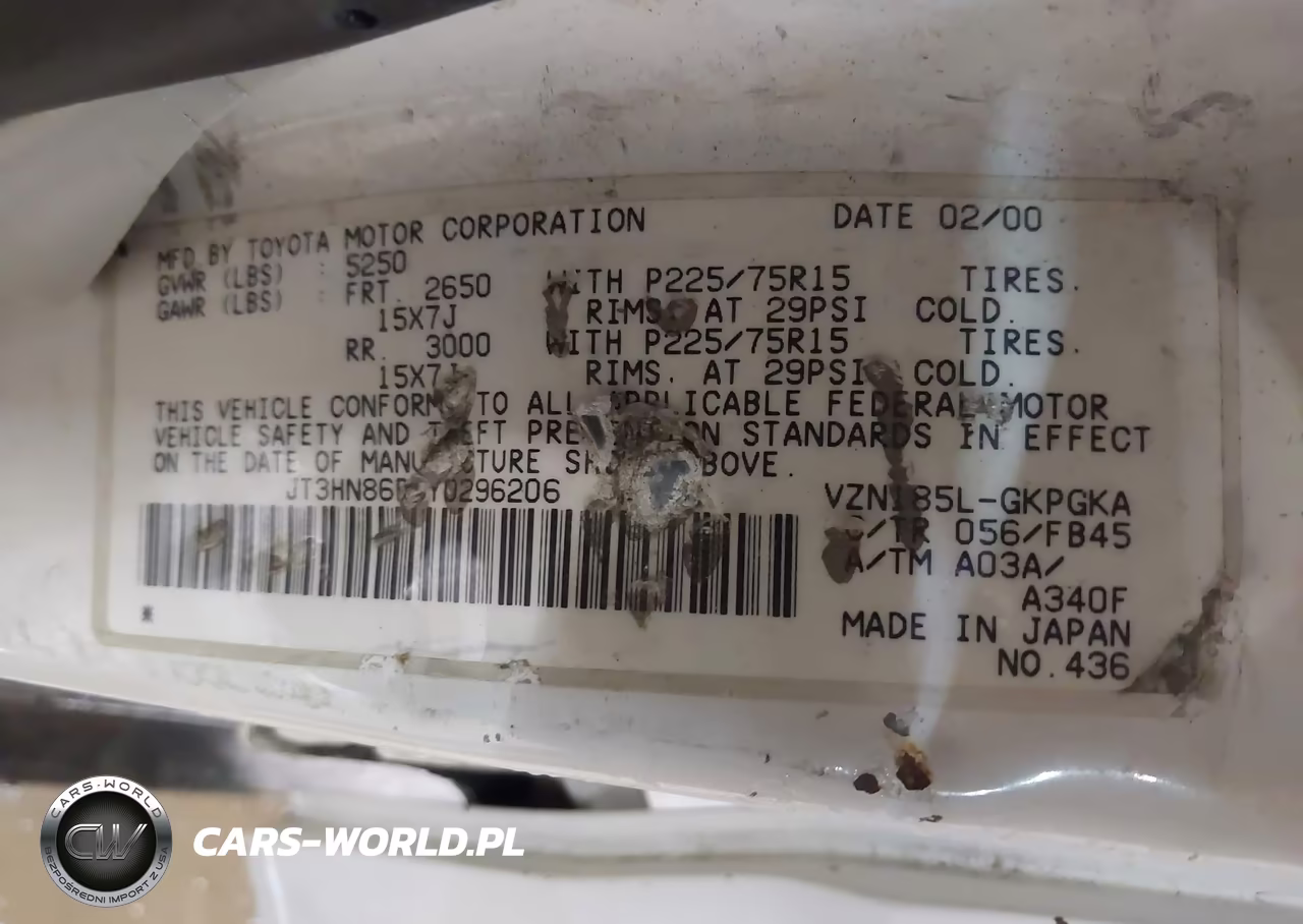 2000 Toyota 4Runner Sr5 V6 VIN:JT3HN86R5Y0296206 - 9
