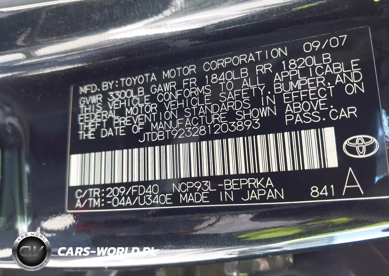 2008 Toyota Yaris VIN:JTDBT923281203893 - 9