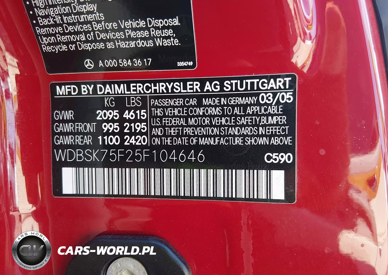 2005 Mercedes-Benz Sl 500 VIN:WDBSK75F25F104646 - 9
