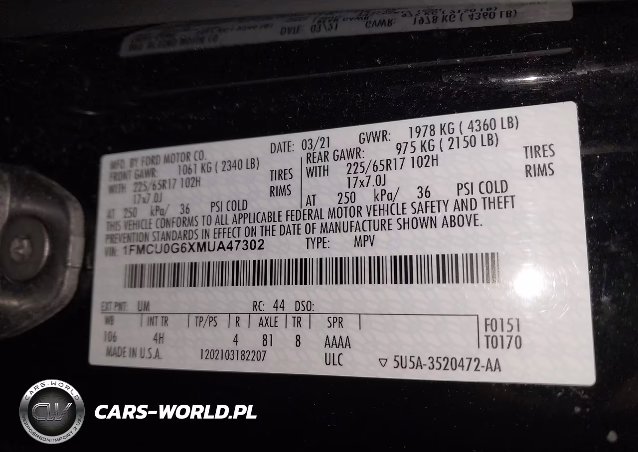 2021 Ford Escape Se VIN:1FMCU0G6XMUA47302 - 9